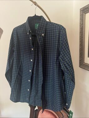 Brooks Brothers Green & Navy Plaid Button-Down Shirt - Boys Size 16
